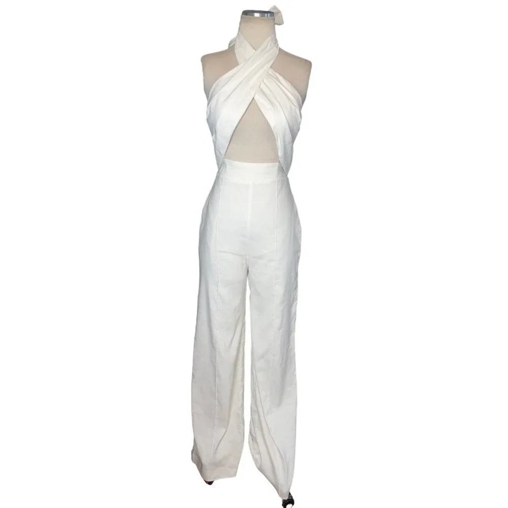 Milly Eda Linen Jumpsuit in White 2 New Womens Dressy Outfit - Picture 4 of 12
